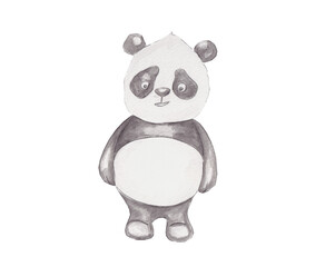 Adorable hand-painted watercolor panda with round tummy and sweet expression. Perfect for nursery art, children&rsquo;s books, greeting cards, stickers, and playful designs. Created by me.