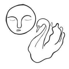 Hand drawn vector line art of moon faces in a minimal mystical style. Celestial design perfect for posters, prints, tattoos, stickers, astrology themes, spiritual artwork, and creative projects.