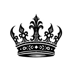 Black crown sailing on a white Background, a nautical symbol illustration