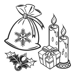 A vector illustration of a festive Christmas gift box with a bow and decorations