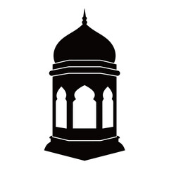 black and white silhouette vector of classic arabian lantern on white background