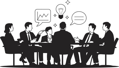 Business team brainstorming session, corporate meeting, teamwork discussion