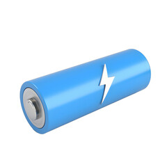 Blue Battery Icon with Lightning Bolt and Transparent Background for Energy and Power Concepts