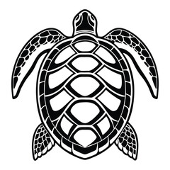 Obraz premium Majestic sea turtle outline emblem symbol for marine life oceanography wildlife and conservation 