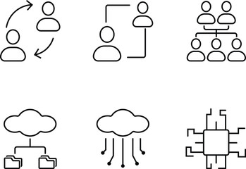 Networking Vector Icon Set, Pixel Perfect. For Mobile and Web. Contains such icons like interconnected, Contact list with people, Database gylph, Network of people etc