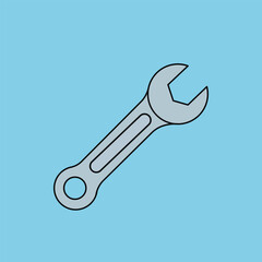 Wrench tool repair icon vector illustration on blue background 