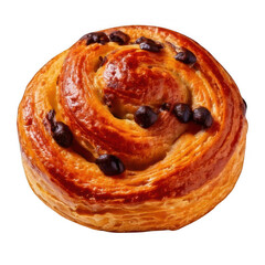 Pain au chocolat pastry, isolated white and transparent background.
