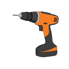 Portable cordless drill. Vector illustration