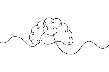 Human brain continuous one line drawing minimalist medical anatomy vector illustration