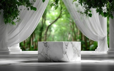 Marble podium in nature