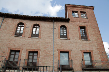 Fototapeta premium old brick mansion (castilfale) in burgos in spain