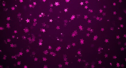 Glittering pink star bokeh lights scattered across a dark purple background, creating a magical and festive atmosphere