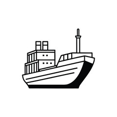 Obraz premium Cargo ship silhouette vector art design