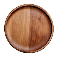 bamboo wood round platter isolated on white background, wooden dining plate clipart, Png