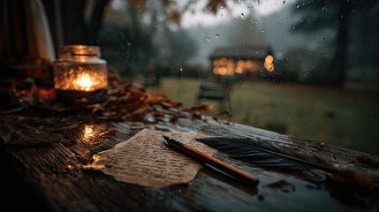 Cozy Cabin Glow on a Foggy Night