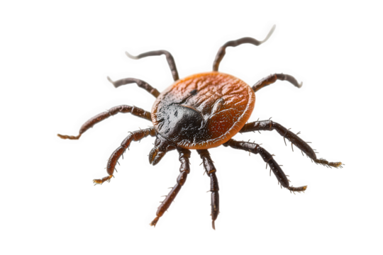 A brown tick with eight legs isolated on transparent background