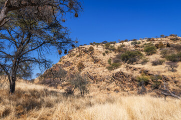 Paysage aride et montagneux dans le centre de la Namibie