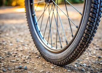 Fototapeta premium Detailed image of a bike tire on the ground