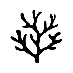 Obraz premium Stylized black seaweed or coral vector illustration on white background