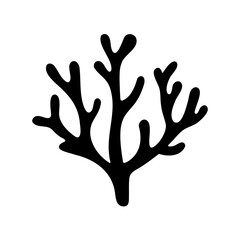 Obraz premium Stylized black coral illustration on a white background with branching structure