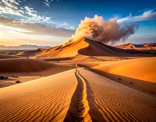Desert sunrise, sand dunes