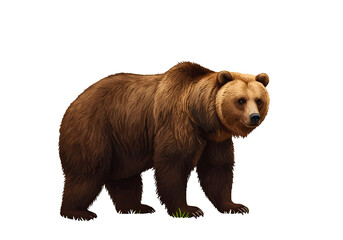 Obraz premium Brown Bear Standing on White Background