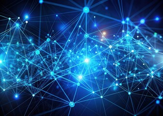 Complex network of lines in blue digital background with compounds and big data visualization