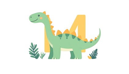 Obraz premium Cute dinosaur beside the letter M