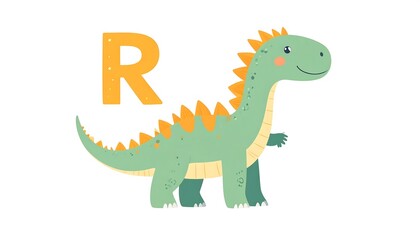 Cute dinosaur learning the letter R