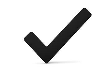 Bold black check mark Icon isolated on transparent background, sharp and clean design, thick modern style, stock vector aesthetic