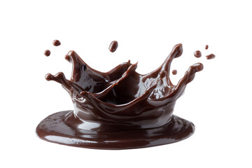 Glossy Dark Chocolate Crown Splash Isolated on transparent background