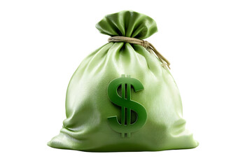 Money bag with dollar symbol isolated image representing wealth and financial success isolated on transparent background