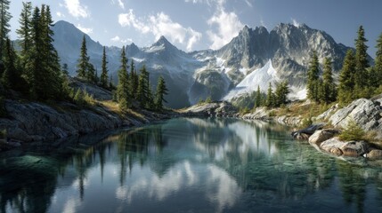 Mountain lake reflection
