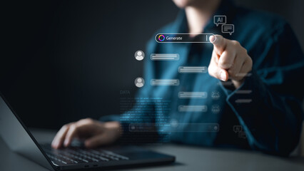Artificial intelligence analytics technology. AI automation machine learning. Information data analysis. Neural network visualization tech. Digital integration. Romantic chatbot software developer.