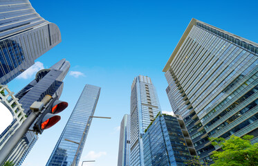 Naklejka premium Low angle shot of skyscrapers, Shenzhen, China