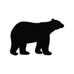 Fototapeta premium Simple Black Silhouette of a Walking Bear on a White Background