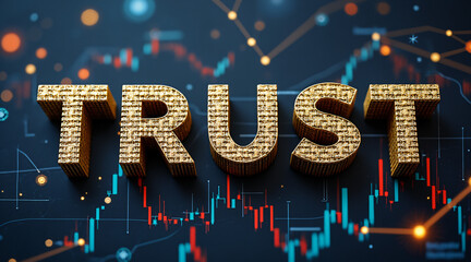 Conceptual Digital Illustration of Trust in Finance with Stock Market Graphics
