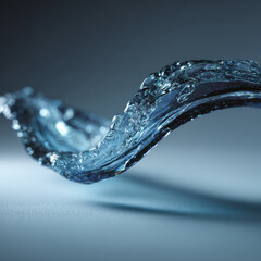Abstract Water Wave Close-Up with Light Blue Background, Showcasing Liquid Motion, Purity, and Refreshment, Ideal for Nature, Science, and Technology Concepts, Highlighting Transparency