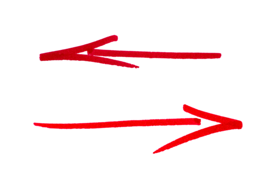 Set of arrow sign drawn with red marker on transparent background - Powered by Adobe