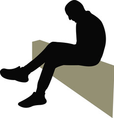 a man sitting body silhouette vector