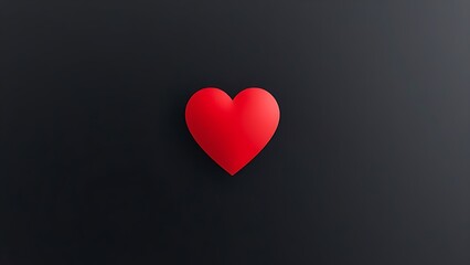 An abstract red heart shape on a matte black background, emphasizing minimalist design with negative space.