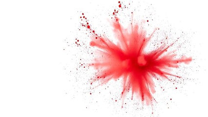 Fototapeta premium A festive explosion of red powder in mid-air against a clean white background.