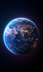 “Earth from Space – Eastern Hemisphere with Sunlight and City Lights”