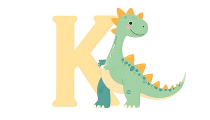 Obraz premium Cute dinosaur next to letter K
