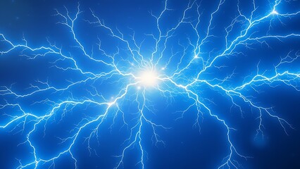 Fractal-like neon electricity branching in a cosmic void, depicting natural energy patterns.