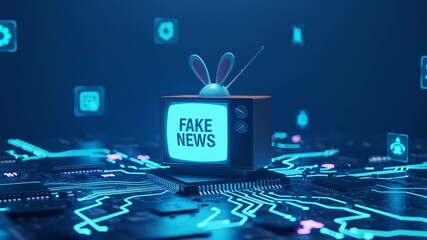 Fake news television digital circuit board concept - Powered by Adobe