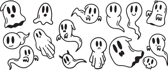 Ghost Cartoon Vector – Halloween, Scary, Cute Monster, Horror, Fantasy Creature, Funny Ghost, Kawaii, Vector Art, Cartoon Illustration, Spooky, Character Design, Haunted, Creepy, Children Art, Costume