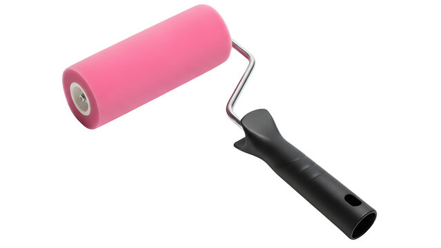 Pink paint roller for home improvement and painting projects at home or in the office and diy projects on transparent background - Powered by Adobe