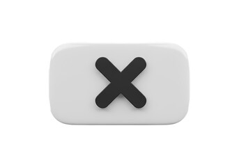 Fototapeta premium Close Button: Minimalist Gray X Icon on White Rectangle Background isolated on transparent background