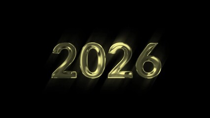 2026 new year celebration background 4k, 2026 golden text typography animation video